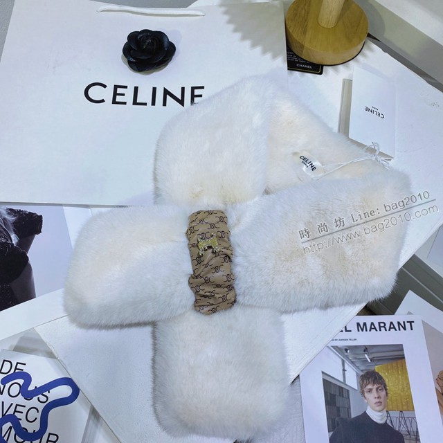 Celine纖維毛皮草超級保暖圍巾圍脖 賽琳2021秋冬百搭圍脖  mmj1674